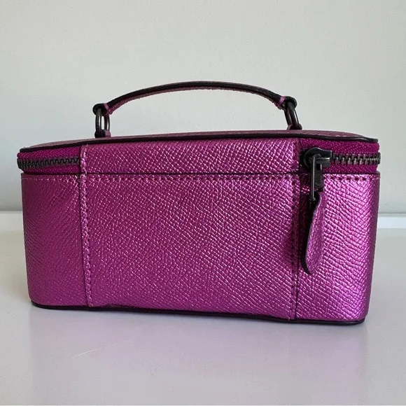 Coach Vanity Case Handled Zip Jewelry Travel Box Metallic Pink - Picture 6 of 16